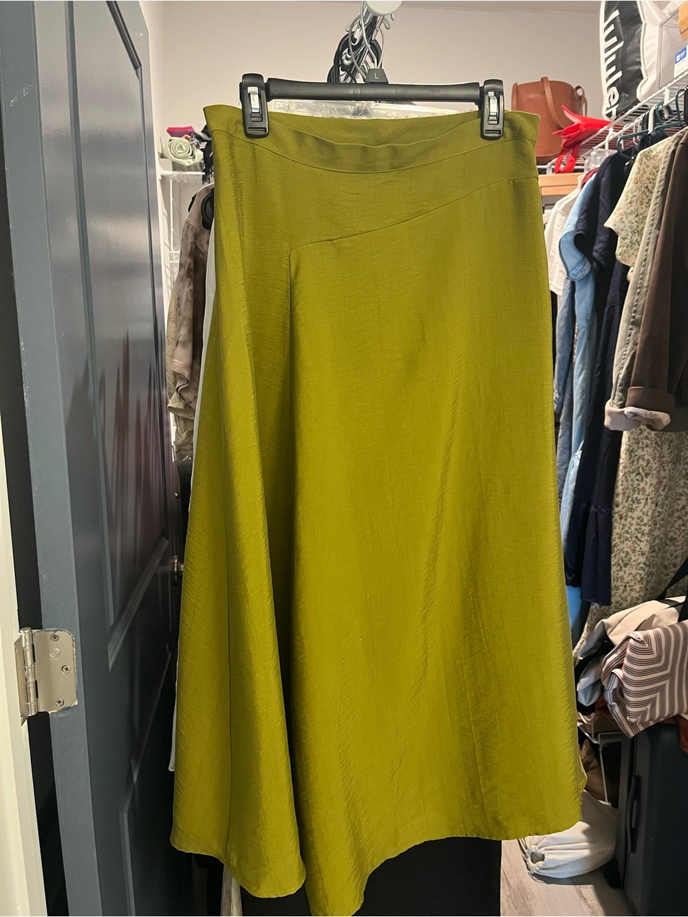 Zara Olive Green Asymmetric Midi Skirt - Picture 2 of 5